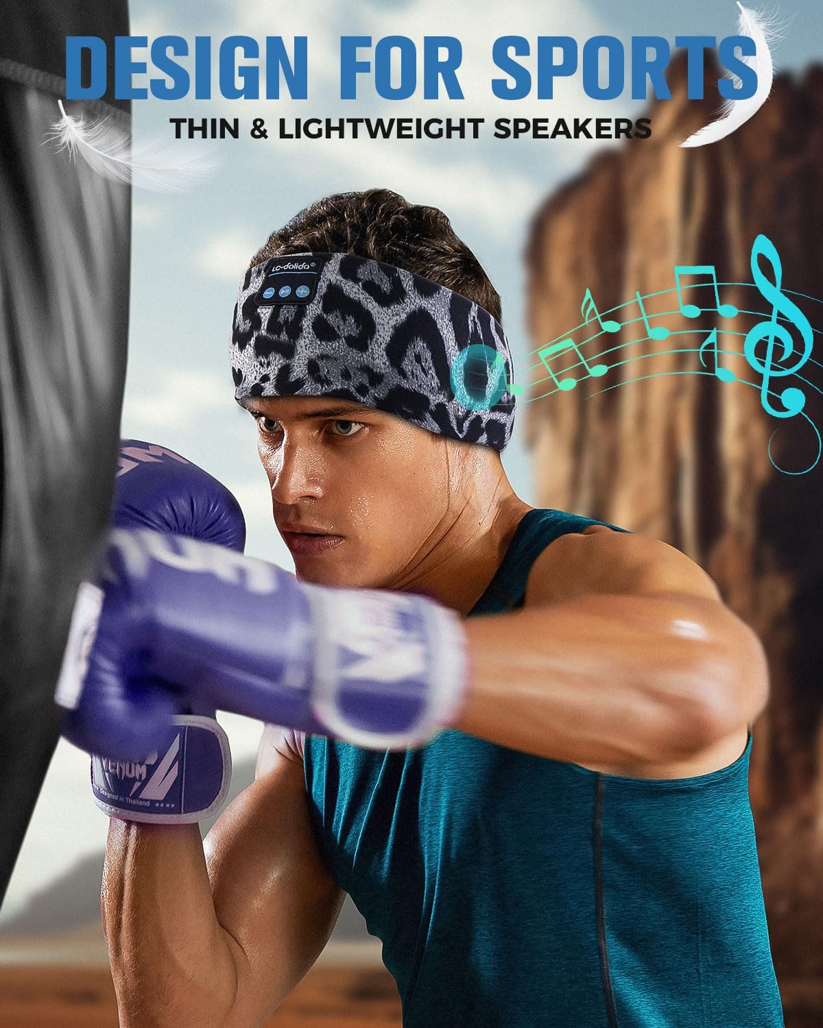 LC-dolida Sleep Headphones Bluetooth 5.4, Headband Headphones Earphones Wireless, Sleep Mask for Gifts,Workout,Jogging,Yoga(Purple)