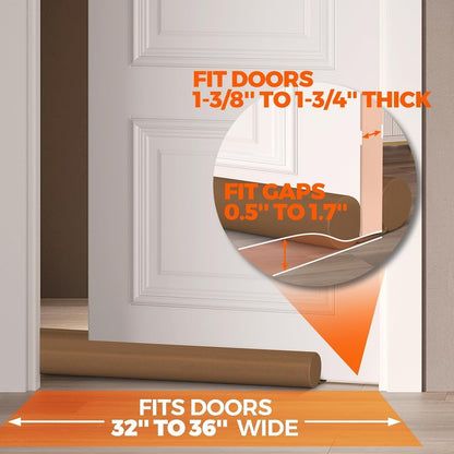 Holikme Under Door Draft Stopper Door Seal Gap Filler Weather Stripping | 36 Inch Soundproofing Noise Blocker Window Breeze Adjustable Draft Blocker for Bottom of Door Stop Light, Air, Dust, Gray