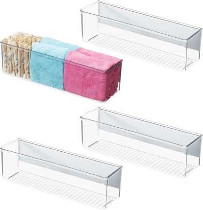 iDesign Magnetic Small Clear Plastic Organizer Bins | Laundry Room Storage