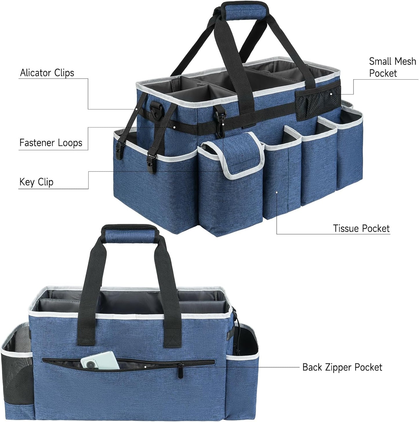 Cleaning Caddy Bag,Large Cleaning Supplies Organizer with Handle for Housekeepers,Purple