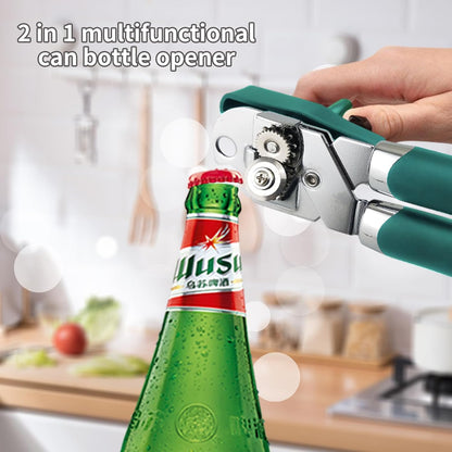 Safring Can Opener Manual, Handheld Strong Heavy Duty Stainless Steel Can Opener, Comfortable Handle, Sharp Blade Smooth Edge, Can Openers with Multifunctional Bottle Opener