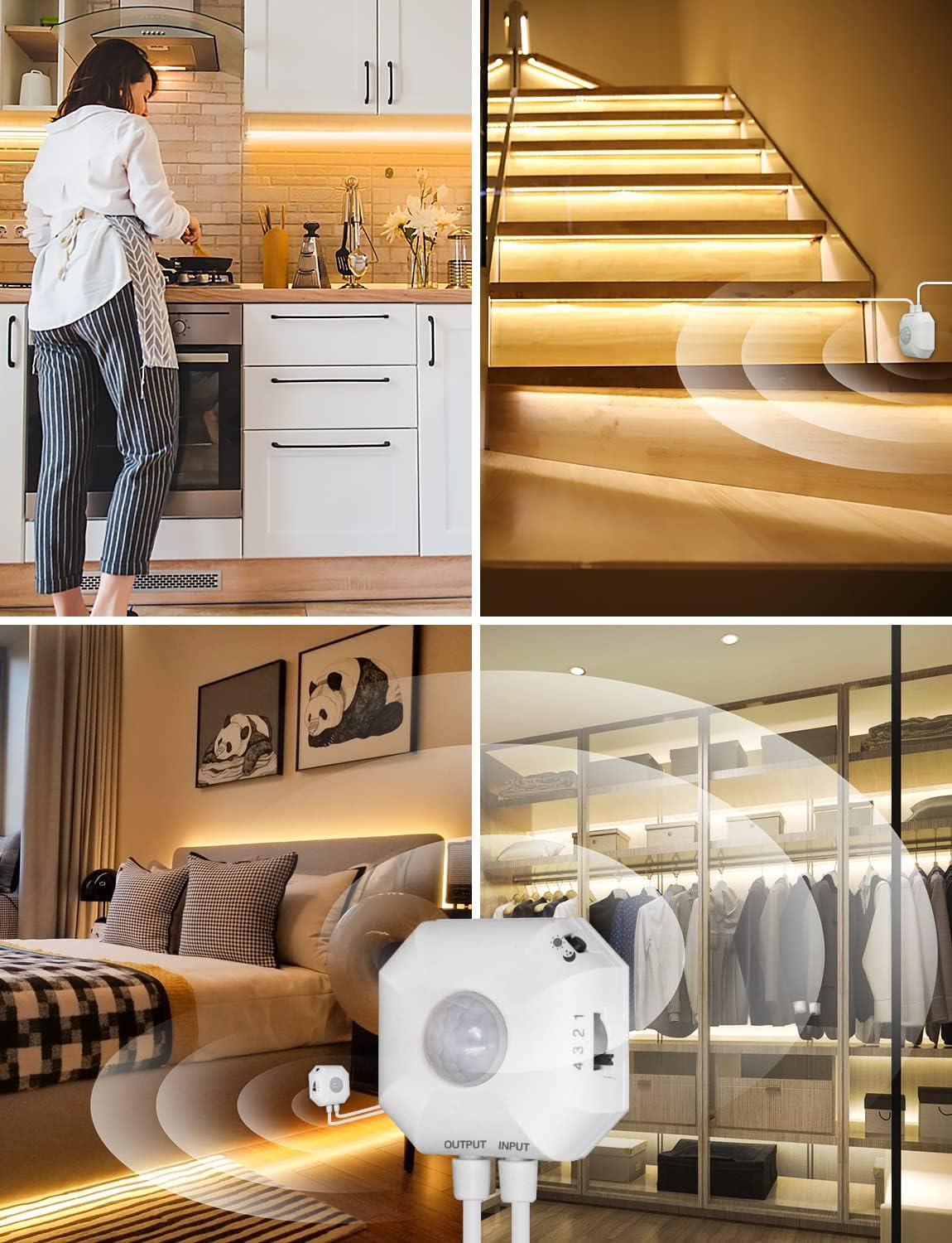 MATICOD Motion Sensor Light Indoor Under Bed Lights Under Cabinet Lights, Motion Activated Led Light Strip for Bedroom,Warm White LED Closet Light Motion Sensored Under Cabinet Lighting NO APP
