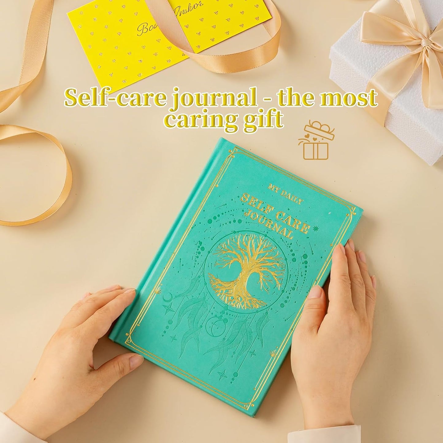 Self-Care Journal for More Happiness, Optimism, Affirmation & Reflection, Gratitude Journal with Guided Prompts, Inspirational Quotes, Mood Tracker, Undated Daily Journals for Women & Men (Pink)