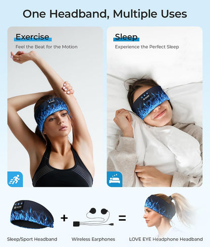 LOVE EYE Sleep Sport Headphones Wireless Bluetooth 5.4 Headband Headphone