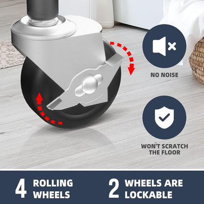 STO STO Laundry Sorter 3 Section, 3 Bag Clothes Hamper, Rolling Laundry Cart Basket with Heavy Duty Lockable Wheels and Removable Bag for Laundry Room, Bedroom, Closet, Black