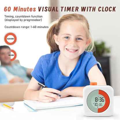 EooCoo School Supplies for Kids Visual Timer for ADHD & Autism, Digital Countdown Timer with Smiley Face-Style Visual Time Progress, Easy Time Management Tool, Classroom Learning & Home Daily Routines