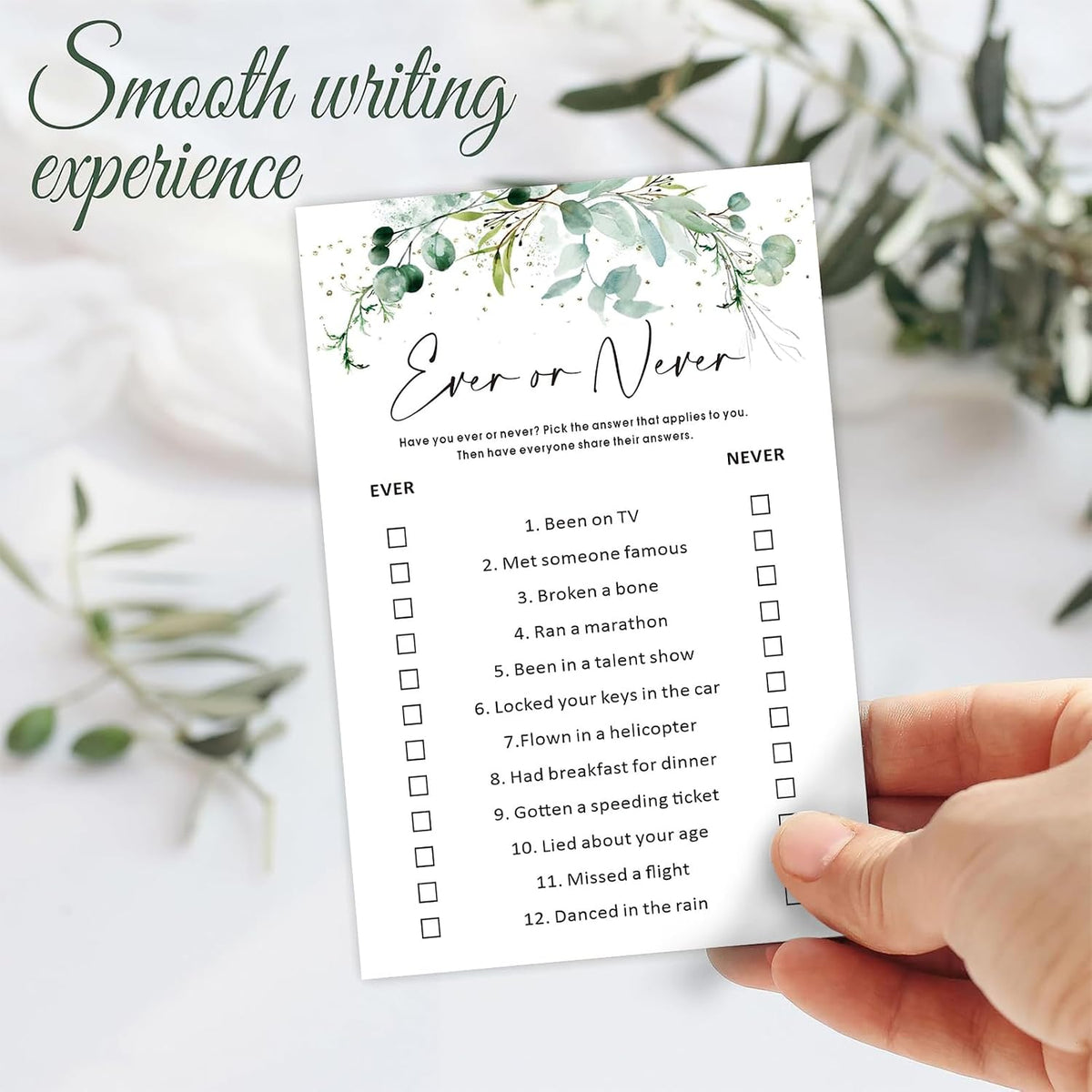 What’s on Your Phone Game Cards Set of 30, 5x7 in Icebreaker Bingo Cards, Greenery Office Team Games, Birthday Party Games for Adults, Back to School - 02
