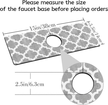 Light Brown White Checkered Kitchen Sink Splash Guard Faucet Mat,Faucet Non-Slip Absorbent Mat,Farmhouse Sink Splash Guard Behind Faucet for Kitchen Bathroom, 15"x5.5"