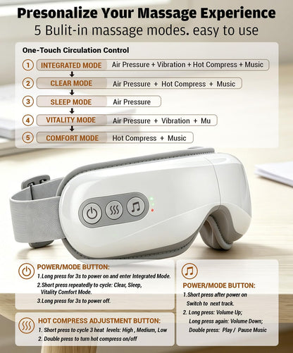 Eye Massager with Heat & Cooling, Cordless Relax Gift