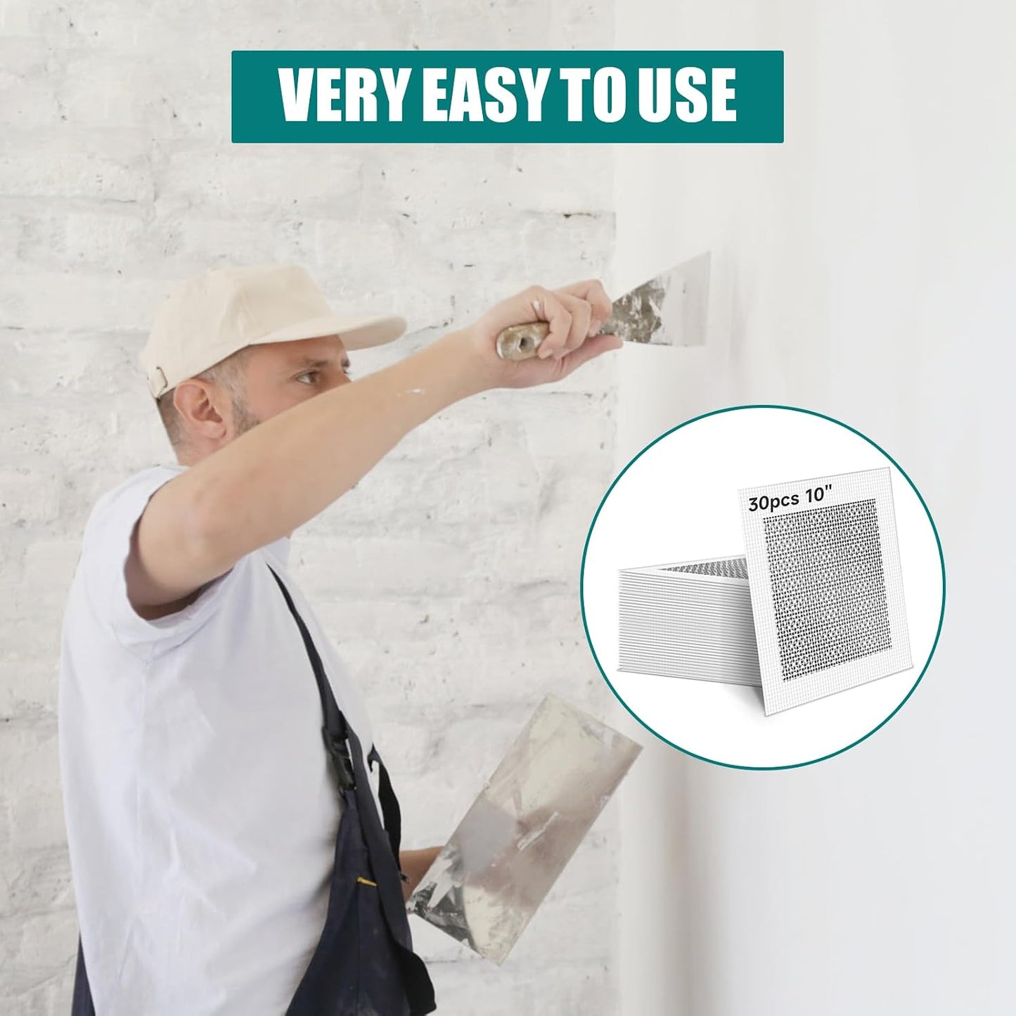 8Pcs 6 Inch Drywall Patch, Wall Repair Patches Wall Hole Repair Patch | Wall Patch for Aluminum Metal Sheetrock Ceiling, Self-Adhesive Fiberglass Repair Kit(6"x 6")