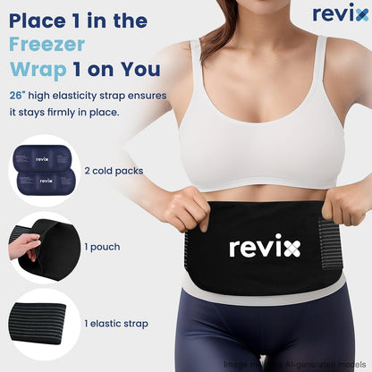 REVIX Ice Pack for Injuries Reusable, 2-Pack Hot & Cold Gel Wrap with Strap