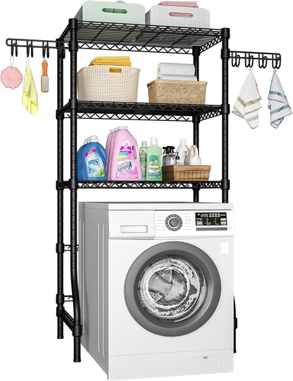 U8 Medium Laundry Room Storage Organizer, Over the Washer and Dryer Storage Shelves for Laundry Organization, 32.3”W x 17.3”D x 76.2”H, Suit Washing Machine Width within 29.9”, Hold 304 lb, Black