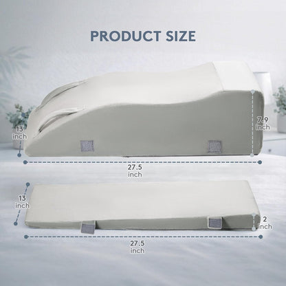 Leg Elevation Pillow for After Surgery, Adjustable Wedge Pillow for Legs Knee Swelling & Blood Circulation Relief, Knee Replacement Surgery Recovery Pillow (Velvet Grey, 27.5inx13inx10in)