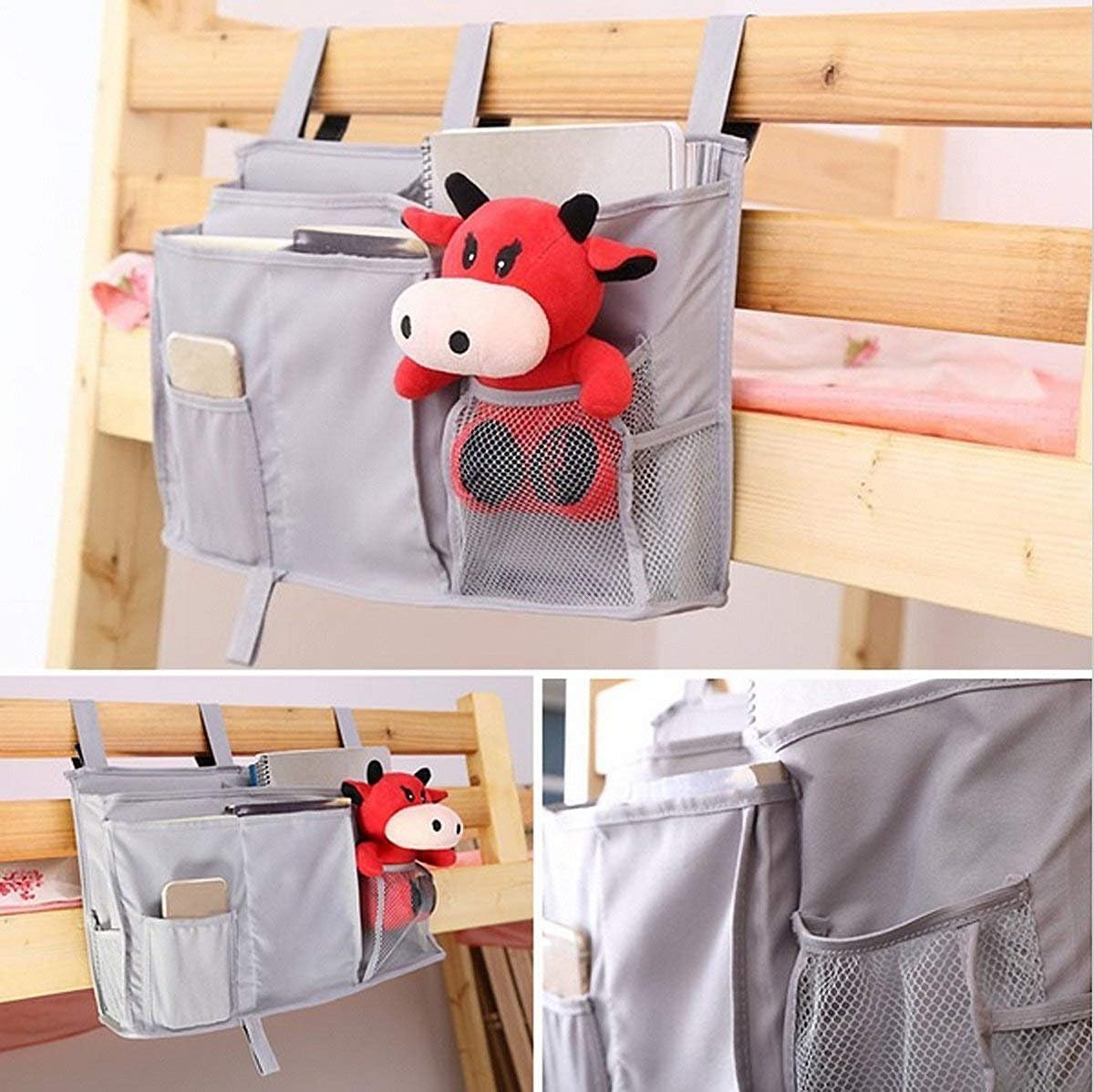 Sugaroom Bedside Storage Caddy, Bunk Bed Organizer Bed Storage Pocket Bedside Organizer Hanging Bed Storage Caddy for College Dorm Room, Hospital Bed Rails, Baby Bed, Camp