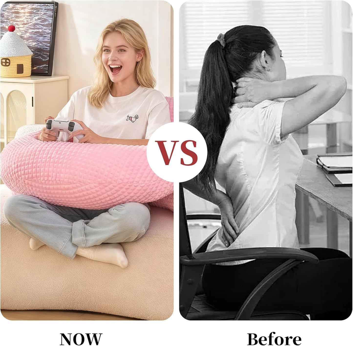 Reading Pillow with Arms for Sitting in Bed,Backrest,White Flannel,M | 17" Backrest Supports Back for College Students,Elbows & Forearms for Dorm Reading,Gaming,Watching TV