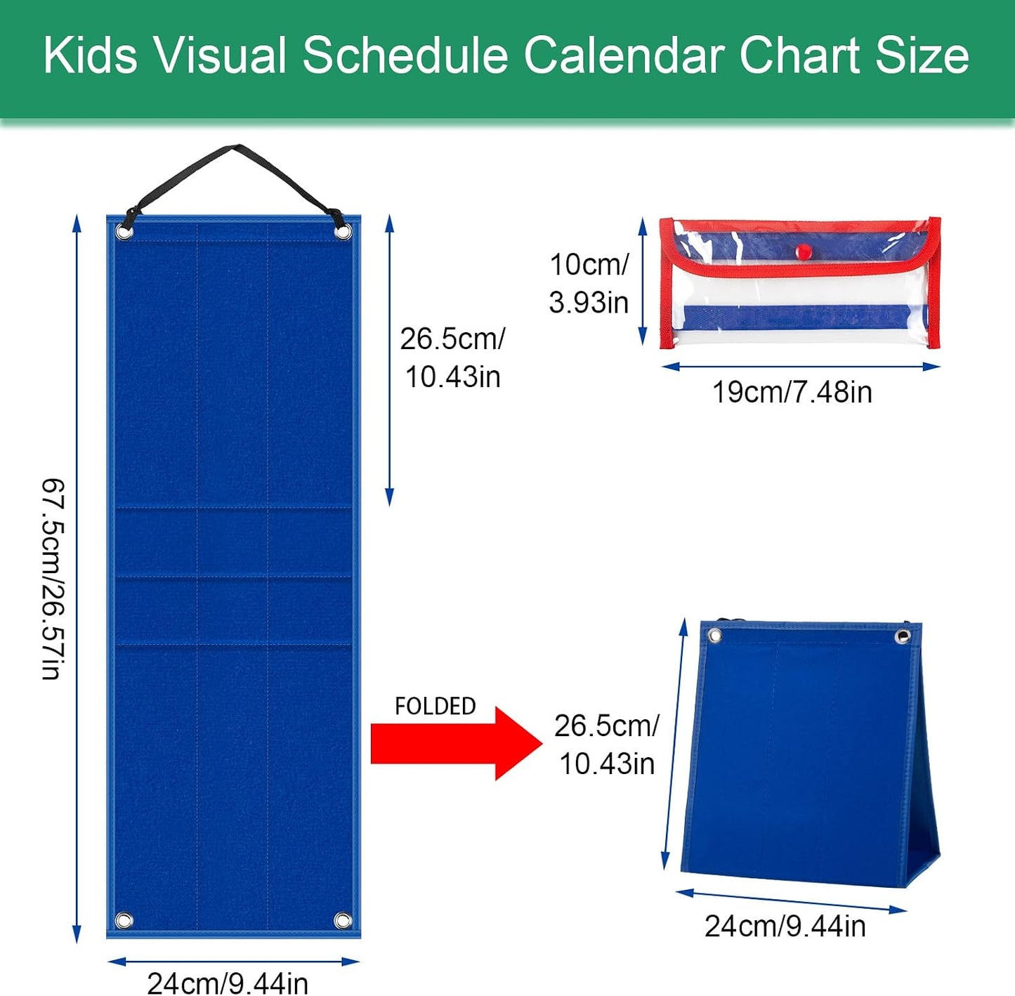 KIKIGOAL Kids Visual Schedule Calendar Chart, 2 in 1 Autism Daily Chore Routine Chart with 96 Cards Autism Learning Materials Bedtime Routine for Toddlers Home School