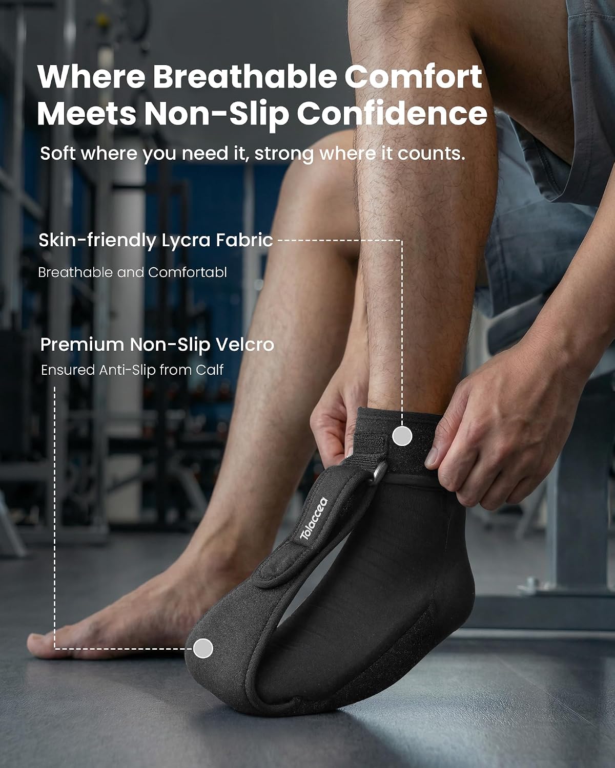 Tolaccea Plantar Fasciitis Night Splint Ice Pack Sock with Full Foot Ice Gel & Enhanced Cooling Arch Gel Pack, Adjustable Foot Splint for Women & Men for Foot Drop & Heel Pain (S/M)