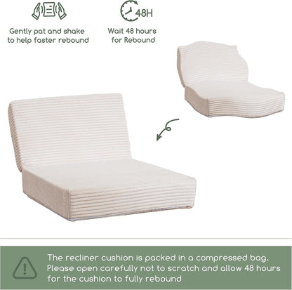 HIGOGOGO Corduroy Recliner Chair Cushion with Lumbar Support Pillow Soft Non-Slip 4" Thick Seat Pad Prevent Buttocks & Back Pain in Seniors (Beige, 12" Backrest)