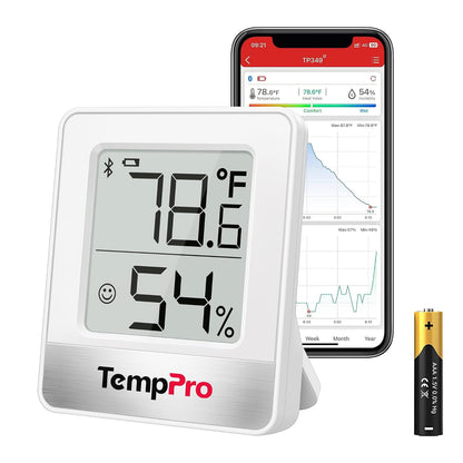 TempPro TempAir 260FT Bluetooth Indoor Thermometer Hygrometer | Indoor Temperature and Humidity Monitor with App Alerts for Bedroom, Greenhouse, Nursery & Cellar, 2-Year Data Export