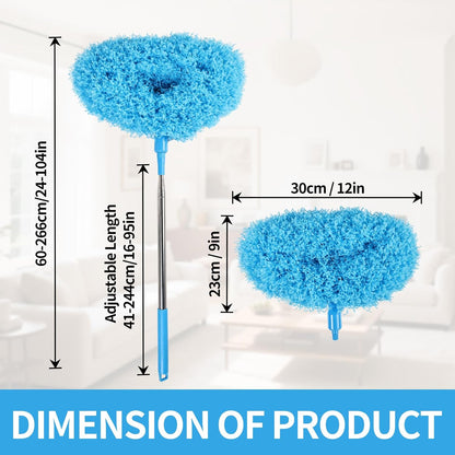 4PCS Microfiber Duster Kit, 3 in 1 Microfiber Dusters Retractable Gap Dust Cleaner and Chenille Duster with 83 inches Extra Long Extension Pole for Cleaning Ceiling Fan, High Ceiling