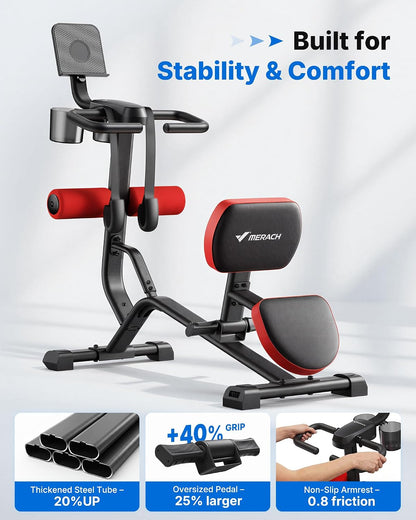 MERACH Full Body Stretch Machine Back Stretcher, 350LBS Weight Capacity | Relieves Back Pain, Extra Wide Seat, Flexibility Training, Padded Seat, Exercise Guide Chart, Stable Steel Frame, Home Gym