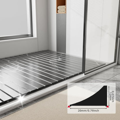 78 inch Shower Threshold Water Dam Barrier Water Stopper, Glass Shower Door Bottom Seal Strip, Silicone Rubber Kitchen Sink Splash Guard for Countertop, Bathtub, Bathroom（White）