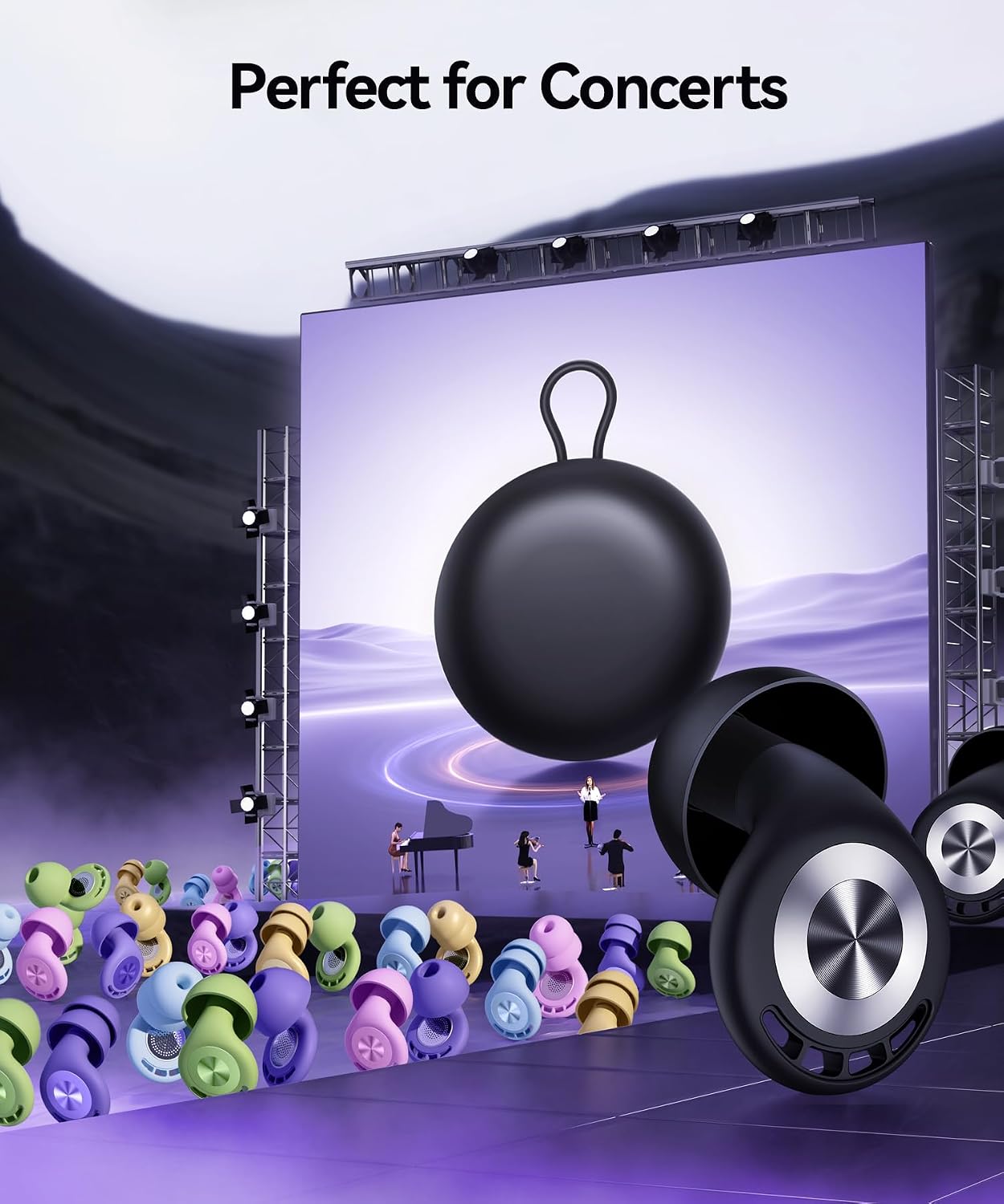 Ear Plugs for Sleeping 50dB Earplugs Noise Cancelling Ear Plugs for Noise Reduction Concerts Soft Reusable Silicone Earplugs for Snoring Side Sleepers Shooting Airplanes with 7 Eartips Case