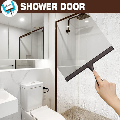 Shower Squeegee, 10-Inch Matte Black Squeegee, All-Purpose Stainless Steel Squeegee for Bathroom, Shower Doors, Mirrors, Tiles and Car Windows - 100% Streak Free