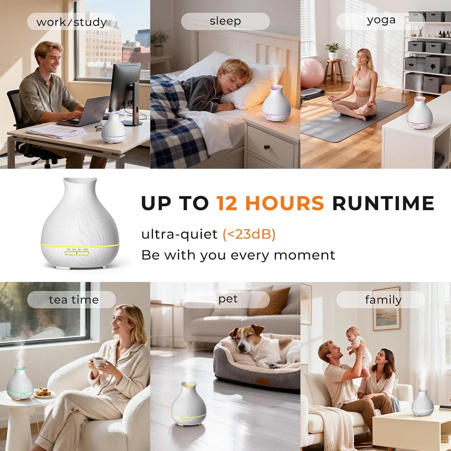 Aromatherapy Essential Oil Diffuser, 550ml Ultrasonic Fragrant Oil Large Room Humidifier, Diffusers for Home with Timer and Waterless Auto-Off, 7 Color LED Lights,Cool Mist Humidifiers