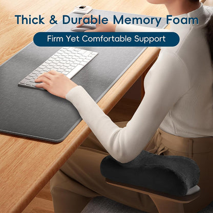 Cooling Gel Armrest Pads,Thick Memory Foam Elbow Pillow for Desk & Gaming Chairs Ergonomic Forearm Support for Pressure Relief,Universal Adjustable Cushion for Work from Home (Set of 2) (Black)