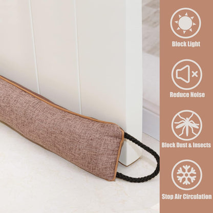 Under Door Draft Stopper Decorative Wind Stopper 36 inch for Door & Window, Weighted Animal Air Draft Stopper for Bottom of Door with Hanging Loops - Brown Dog