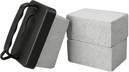3-Pack Grill Pumice Stone Cleaning Kit with Heat-Resistant Handle | Pumice Grill Brick, Reusable Griddle & BBQ Scrubber, Stain Removal