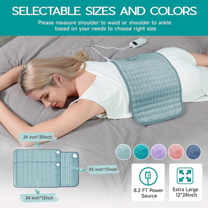 Heating Pad for Period Cramps, Heating Pad for Back/Neck/Shoulder Muscle Pain, 6 Heating&4 Timer Setting, Auto Shut Off, Dry/Moist Heat & Machine Washable, Gray Birthday Christmas Gifts for Women Mom