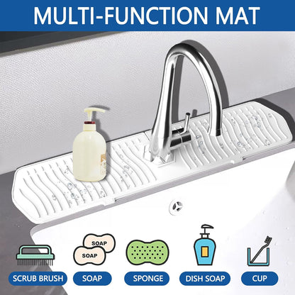 Kitchen Sink Splash Guard Gen2-30" x 6'' Silicone Sink Mat Splash Guard fit for Countertop, Bathroom,Farmhouse,RV by EBIGIC (Grey)