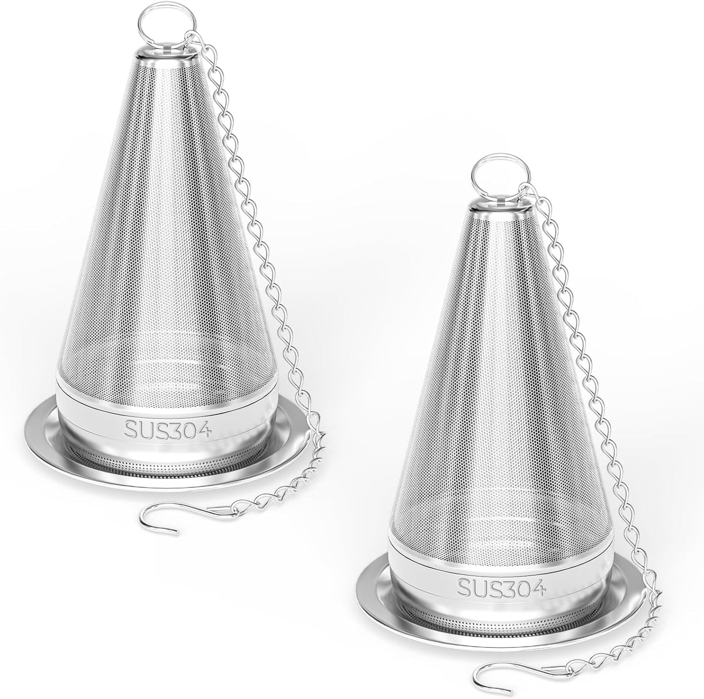 304 Stainless Steel Tea Strainer Fine Mesh Tea Infuser for Loose Leaf Tea | Feelife Cone Loose Leaf Tea Steeper with a Drip Tray, Tea Ball for Cup Mug Teapot Bottle Kettle