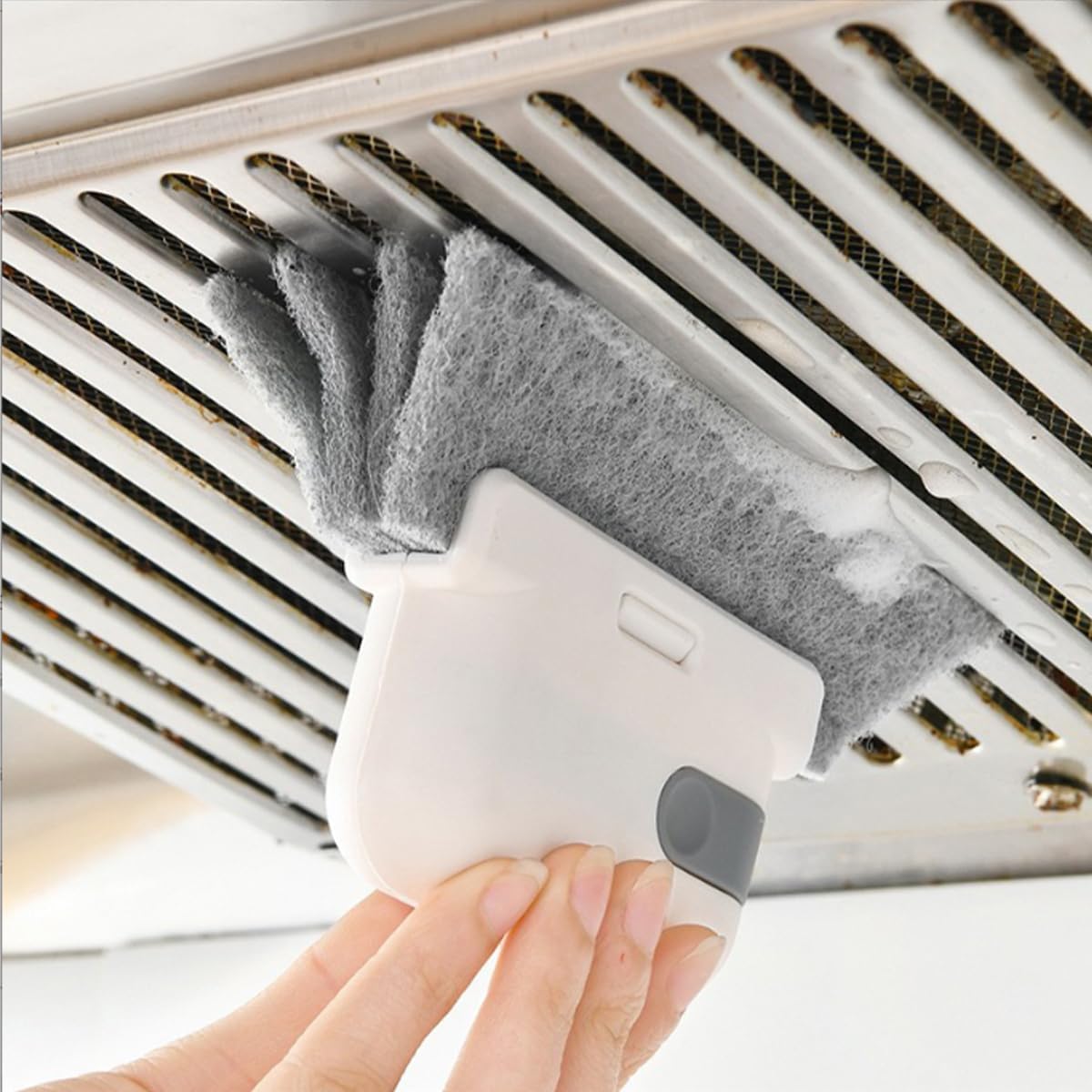 3pcs Gray Door and Window Track Cleaning Brush Set with Concealed Scraper