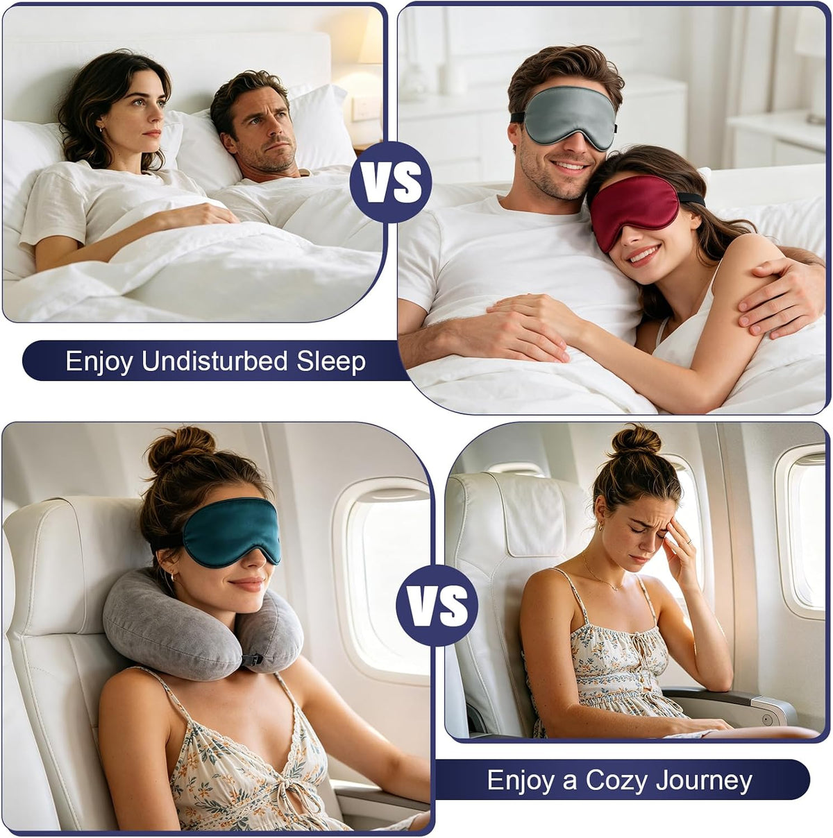 5P Silk Sleep Mask, 5-Color Eye Mask for Sleep with Adjustable Strap