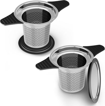 304 Stainless Steel Tea Infuser for Loose Leaf Tea Steeper | Extra Fine Mesh Large Tea Strainers & Filters with Food Grade Silicone, Tea Diffusers for Loose Tea, Cup, Mug, Teapot