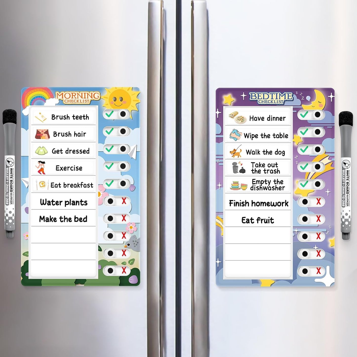 Chore Chart for Kids: Dry Erase to Do List, Morning/Bedtime Routine Chart, Magnetic Checklist, Toddler Visual Schedule, Daily Behavior Chart for Fridge