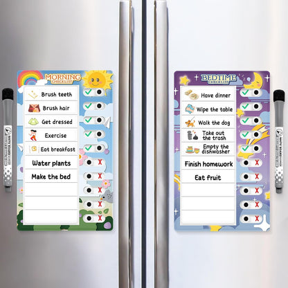 Chore Chart for Kids: Dry Erase to Do List, Morning/Bedtime Routine Chart, Magnetic Checklist, Toddler Visual Schedule, Daily Behavior Chart for Fridge