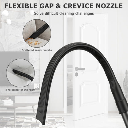 Dryer Vent Vacuum Hose Attachment, Flexible 25 Inch Crevice Tool for Lint Removal and Deep Cleaning, Flat Narrow Nozzle Fits 1-1/4" and 1-3/8" Vacuum Hoses