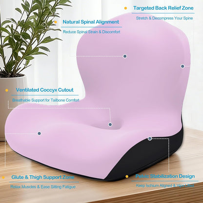Seat Cushion for Office Chair and Car, L-Shaped Ergonomic Car Seat Cushions, Memory Foam Chair Cushion, Lumbar Support Pillow for Wheelchair, Car, Home, Office, Desk, Black