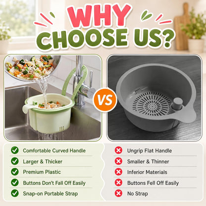 Hanging Sink Drain Basket,2026 New Cactus Kitchen Sink Strainer Basket,Multifunctional Kitchen Sink Strainer Press Automatic Dumping Basket,Self-Cleaning Faucet Hanging Filter Basket(Green)