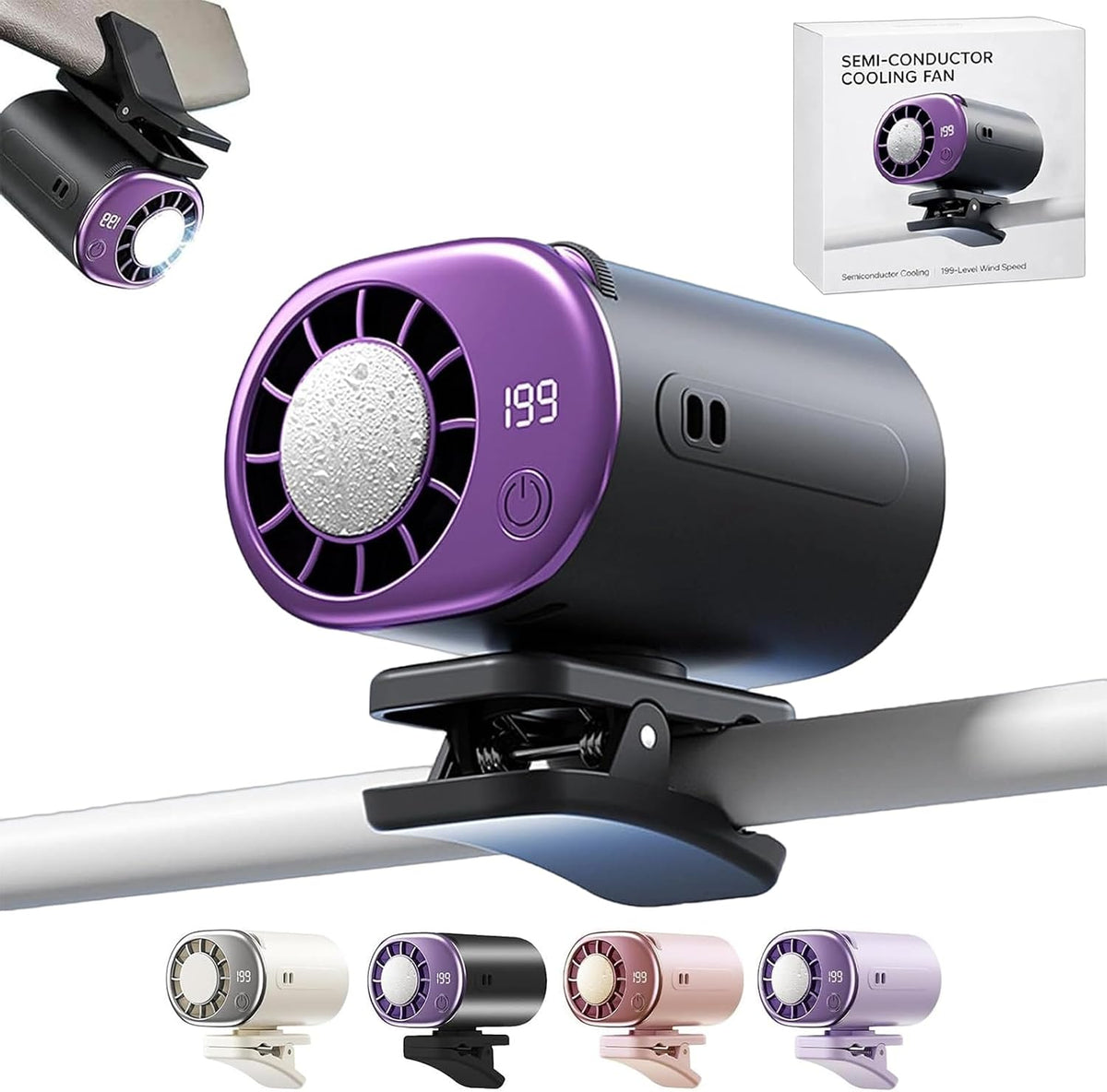 Clip On Air Conditioner Fan, 199 Speeds & 16°C Cooling (Purple)