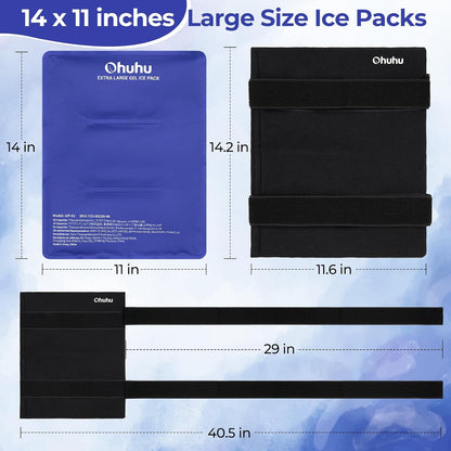 Ohuhu Ice Pack for Injuries Reusable 2 Pack 14"x11" Hot Cold Pack Wrap