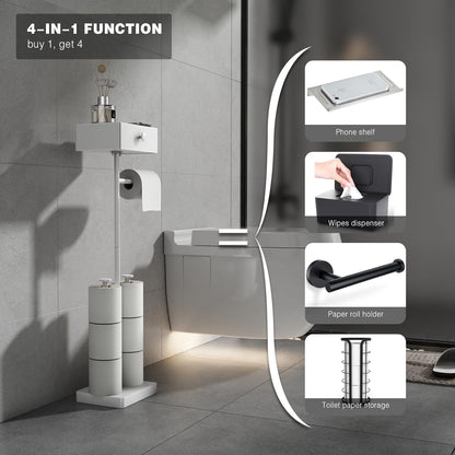 VOLDRA Toilet Paper Holder with Shelf Black Wipes Dispenser for Bathroom Toilet Paper Holder with Storage Upgrade Drawer Design Toilet Tissue Holder Adhesive Small Bathroom Shelf Wall Mount