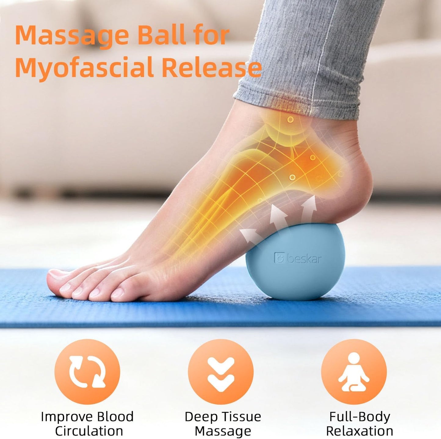Massage Lacrosse Balls for Myofascial Release, Trigger Point Therapy | Foot Massage Ball to Relieve Plantar Fasciitis, Muscle Soreness