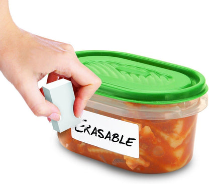 Jokari Label Once Erasable Food Labels with Marker and Eraser Reusable | Kitchen Storage Freezer Dishwasher, Microwave Safe 70 Pack, Includes Marker and Eraser, Labels for Any Task