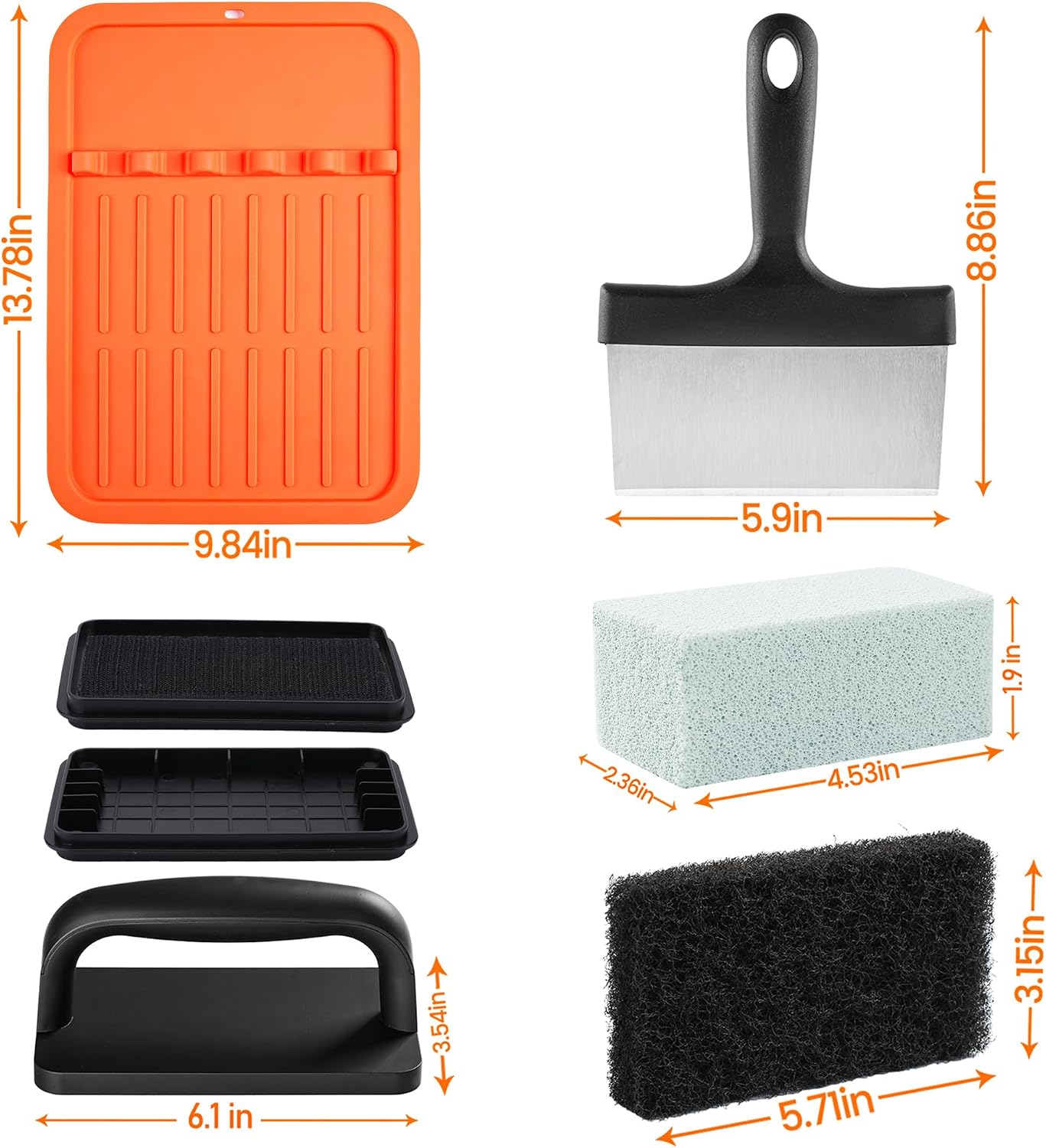 Heavy Duty Griddle Cleaning Brick with Handle | Grill Cleaner for Cleaning Flat top, Pumice Griddle Cleaning Stone Removing Stains for BBQ, Swimming Pool, Sink(5 Pack)