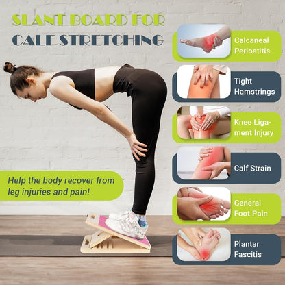 Slant Board Calf Stretching, 300 LBS Capacity Portable Wooden Incline Board